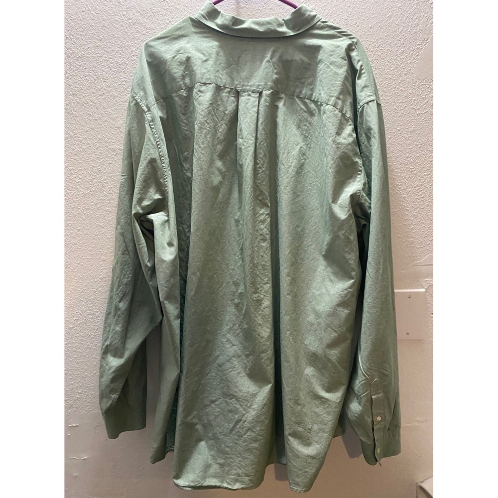 Lacoste Button Down Shirt Mens 3XLT Green Microstripe Long Sleeve - Picture 4 of 6